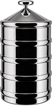 Alessi Kalistò 3 CB03 - Küchendose aus Edelstahl 18/10 mit Knopf aus Aluminium, 114 cl