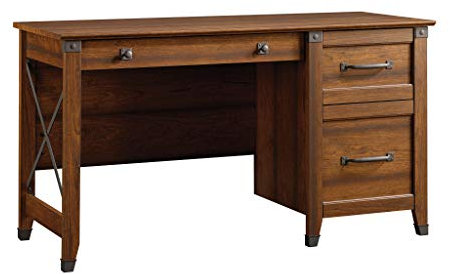 Sauder Carson Forge Vintage Rustic Computer Desk for Home Office with Drawers, in Washington Cherry; L: 53.19 x W: 22.64 x H: 29.80