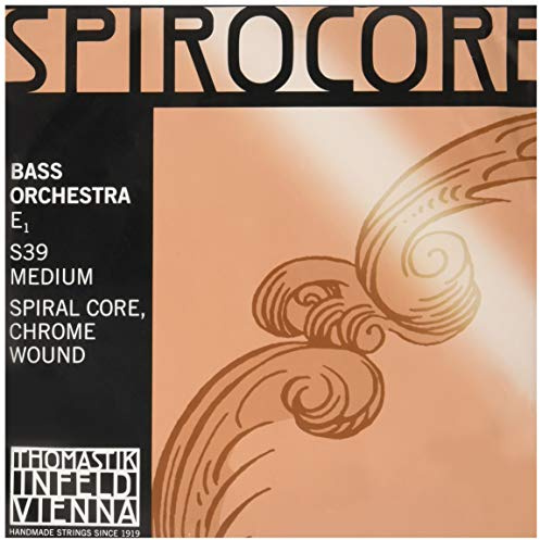 Thomastik Cuerda para Contrabajo 4/4 Spirocore - cuerda Mi núcleo flexible en espiral, entorchado cromo, afinación para orquesta, medio