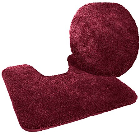 Kinzler J-10052/13 Mikrofaser Bademattenset 2-teilig = WC-Deckelbezug 47x50 cm + Vorleger mit Ausschnitt 50x55 cm, bordeaux