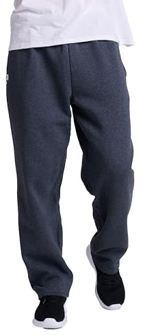 Russell Athletic Men's Dri-Power Open Bottom Fleece Pocket Pant, Black Heather, Medium