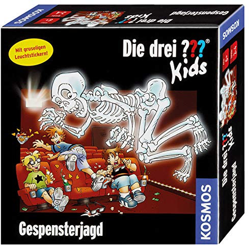 Die drei ??? Kids von KOSMOS Gespensterjagd, kooperatives Memo-Spiel für 2-4 Spieler ab 6 Jahren, Kinderspiel mit coolen Leuchtstickern, Brettspiel für die ganze Familie
