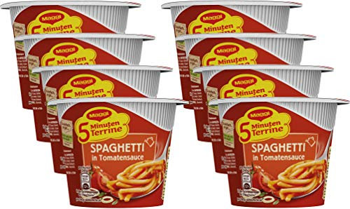 Maggi 5 Minuten Terrine Spaghetti in Tomatensauce, 8er Pack (8 x 60 g)