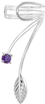 Tuscany Silver Dam sterlingsilver 3 mm kubisk zirkonia och tråd blad öra manschett