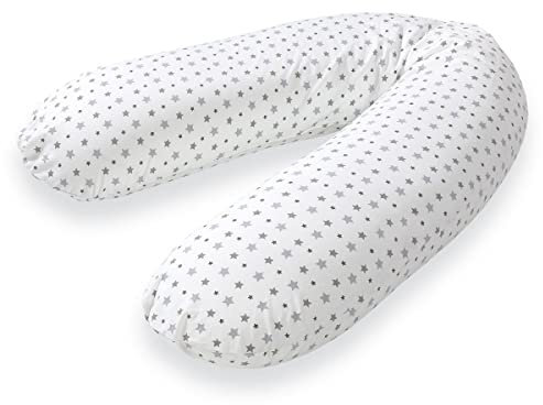 Träumeland T040833 Stillkissen, elastisches mit Sternen, weiß / grau