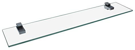 FACKELMANN Glasablage 60 cm/Wandregal für Badaccessoires/Maße (B x T): ca. 60 x 12 cm/Wandablage mit 6 mm Stärke/hochwertiges Glasregal mit Halterungen/Wandregal fürs Bad/Badregal fürs WC