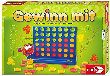 Noris Gewinn mit – Strategie-Spiel, spannendes Taktikspiel, großes Steckraster, schnelle Spielrunden, Denkspiel für 2 Spieler, ab 6 Jahren