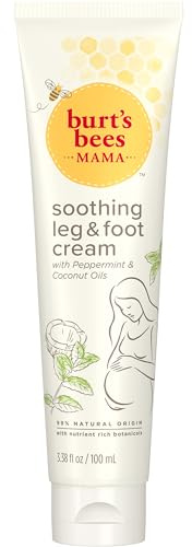 Burt's Bees Mama Bee Leg and Foot Cream, Soothing Formula with Peppermint and Coconut Oil, Fragrance Free, 99% Natural Origin, 3.38oz
