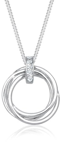 Elli DIAMONDS Halskette Damen Kreis Trio Anhänger mit Diamant (0.025 ct.) in 925 Sterling Silber