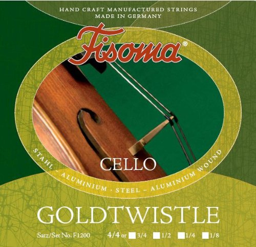 FISOMA Goldtwistle Saiten für Cello 1/4 Satz -- die robuste Schülersaite, stimmstabil mit leichter Ansprache - Made in Germany