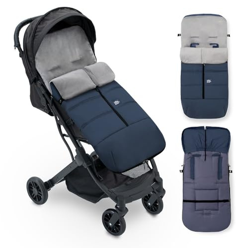 Sacco Passeggino Invernale Universale Interbaby | Copri Passeggino Universale Morbida | Sacco Termico per Ovetto Rimovibile, Doppia Apertura, Facile da Lavare, Materiali Anallergici, Blu Navy