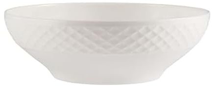 Mikasa Trellis White Bone China Lightweight Chip Resistant Vegetable Serving Bowl, White