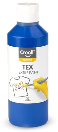 Creall Textil- & Stoffmalfarbe | Blau 250 ml | Waschmaschinenfest nach Fixierung | Für T-Shirts, Jeans, Schuhe, Stofftaschen, Möbel & Autoinnenraum/Dachhimmel
