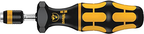 Wera 05074731001 7441 Kraftform ESD, Tournevis dynamométrique réglable avec mandrin à serrage rapide Rapidaptor, 1/4 pouce, 1,2-3,0 Nm, Noir/jaune
