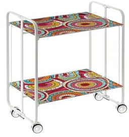 Mesa plegable con ruedas, chasis blanco, 29, talla única