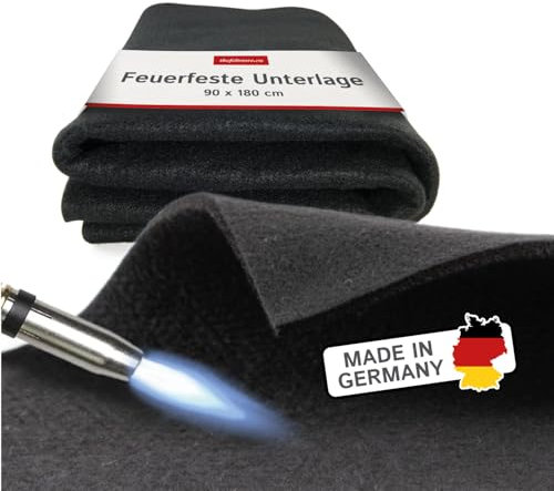 Estera ignífuga, estera de protección contra el fuego resistente al calor, negra, aprox. 180 x 90 cm, aprox. 5 mm de grosor, (Ideal como estera de soldar, estera de protección contra el fuego, estera resistente al calor)