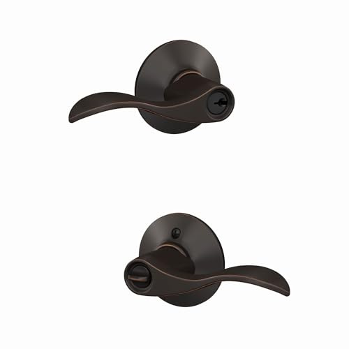 Schlage F51A ACC 716 Accent Door Lever, Keyed Entry Lock, Aged Bronze