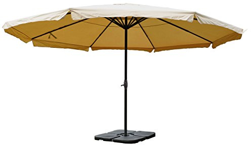 Mendler Sonnenschirm Meran Pro, Gastronomie Marktschirm mit Volant Ø 5m Polyester/Alu 28kg mit Ständer - creme
