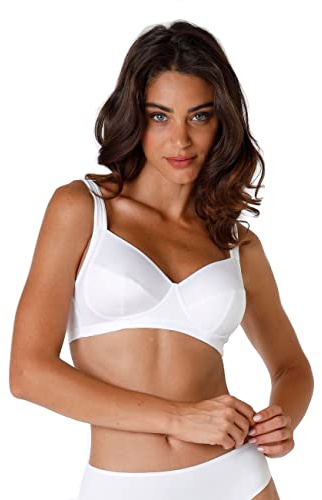 Lovable Reggiseno Senza Ferretto in Micro con Sottocoppa in Cotone, Non Imbottito, Sostegno e Comfort, Taglie Forti, Art. 4020, Shaping Donna, Bianco, 40 / 6D