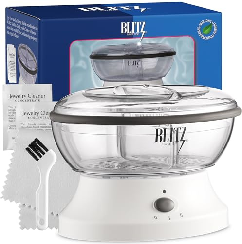 Blitz Ultra Jewelry Cleaning Machine Travel Jewelry Cleaner for Gold, Silver, & Platinum Polishes Non-Porous, Precious & Semi-Precious Gems Non-Toxic, Non-Abrasive, & Planet Friendly