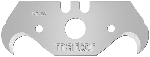 MARTOR 10 x lame crochue, lames de rechange cutter, couteau de sécurité, 19 mm, tranchante, Dans distributeur, utilisable 2 fois, n° 56