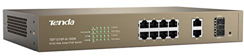 TENDA I-SWHUB TEF1210P - Switch PoE Desktop Web Smart 8 Porte 10/100+2GE+2SFP Combo, TEF1210P