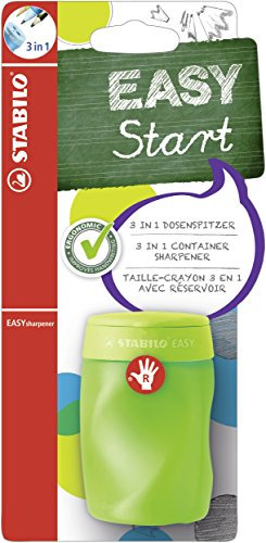 STABILO - Ergonomischer Dosen-Spitzer für Rechtshänder - EASYsharpener - 3 in 1 - grün