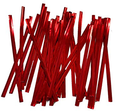 4 / 10cm Metallic Twist Ties [Pack of 100] Available in Silver, Gold, Red, Blue, Purple & Green (Metallic Red)