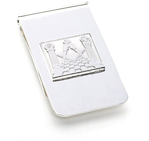 THE MASONIC COLLECTION Pince à billets en argent pour homme avec carré et boussole – Pochette cadeau en velours – Accessoire cadeau pour franc-maçon, Noir , Taille unique