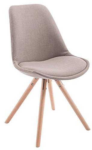 CLP Chaise De Salle A Manger Toulouse en Tissu I Chaise Design Scandinave Dossier Et Assise Rembourrés I Pieds en Bois Ronds, Couleur:Taupe, Couleur du Cadre:Natura