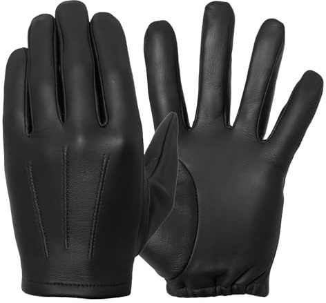 Tough Gloves Classic Patrol Gloves – .45mm Ultra-Thin Cabretta Leather, Unlined Tactical Gloves for Shooting & Driving, Black Size 8