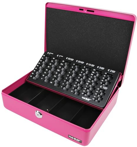 HMF 10015-15 Caja de Caudales, Bandeja para Contar Monedas 30 x 24 x 9 cm, Rosa