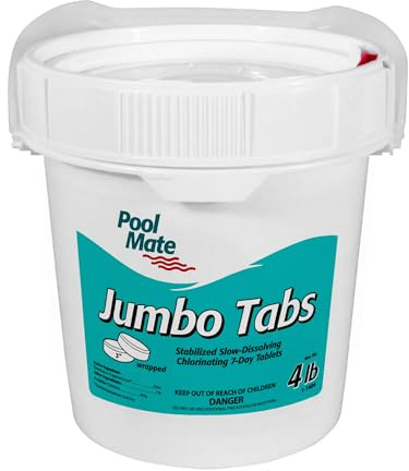 Pool Mate 4-Pounds Premium Slow-Dissolving Jumbo Tabs, Chlorine Tablets 3 Inch, Made in USA