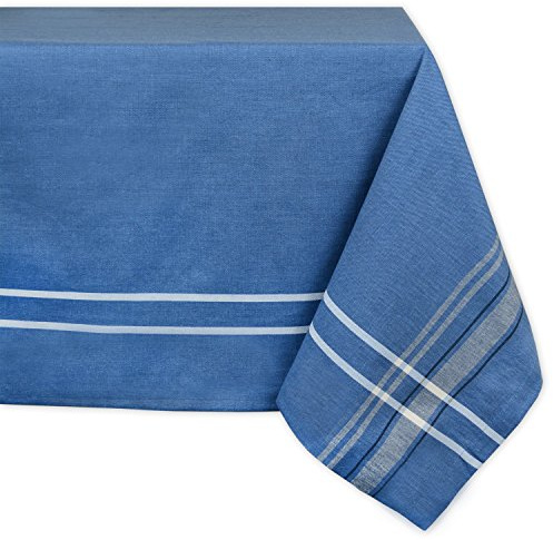 DII Französische Streifen Tischkollektion – Tischwäsche im Landhausstil für den Esstisch, 152,4 x 304,8 cm, Blau Chambray