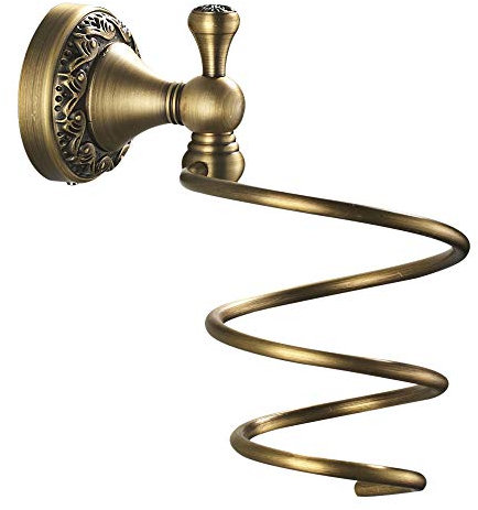 Weare Home Retro Haartrocknerhalter， Haartrocknerhalter Bronze Beschichtung,Haartrocknerhalter Messing Retro Solide Kupfer mit Einschnitt Wandmontage Haltbar Badzubehör Badaccessoires Dekor