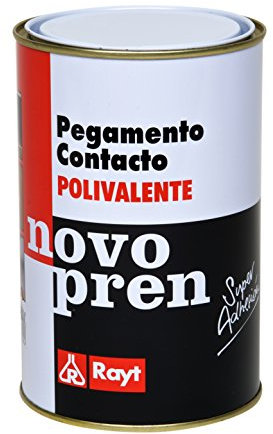 Rayt 004-09 Novopren Polivalente pegamento de contacto para multitud de materiales: estratificados plásticos, goma, corcho, moqueta y pavimentos de PVC, 1 litro