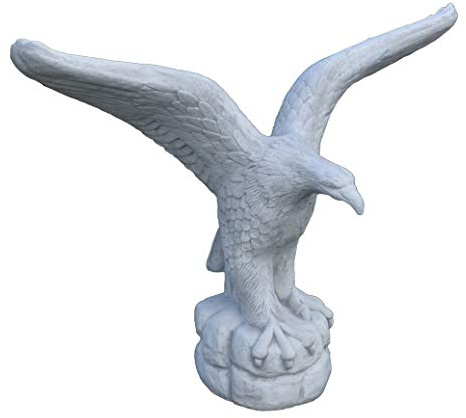 gartendekoparadies.de Steinadler Adler Steinfigur aus Steinguss, H. 64 cm, 51 kg, Grau, Frostsicher für Außenbereich