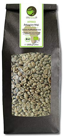 Organic green coffee beans - Arabica Ethiopia Maji (raw coffee beans, unroasted 1000g) - GMP certified