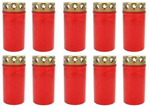 Choice - Bruciatore per tomba n. 3, con coperchio, colore rosso, rot, 10 pezzi