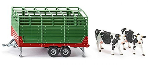 siku 2875, boskapssläp med 2 Holstein-kor, 1:32, Metall,plast, Grön, Många funktioner