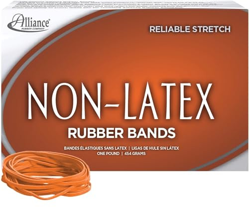 Alliance Rubber 37336#33 Non-Latex Rubber Bands, 1 lb Box Contains Approx. 720 Bands (3 1/2 x 1/8, Orange)