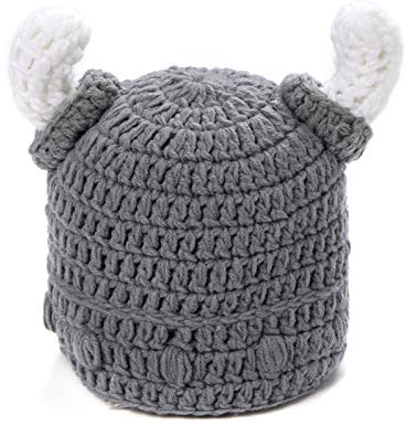 Ypser Cute Bull Horn Beanie Cap Handmade Knitted Viking Crochet Hats