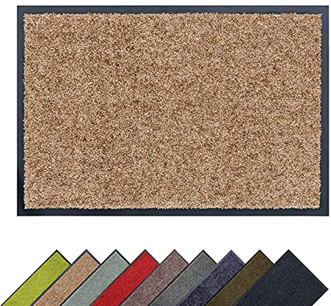 Hochwertige waschbare Schmutzfangmatte innen - Sand 60x180 cm (Rechteckig) | Fussmatte bei 30° C waschbar Fußmatte rutschfeste Läufer Schuhablage Flur Türmatte strapazierfähig Küchenläufer pflegeleicht