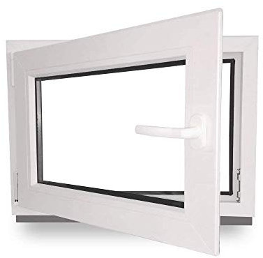 Kellerfenster - Kunststoff - Fenster - weiß - BxH: 60 x 60 cm - 600 x 600 mm - DIN Links - 3 fach Verglasung - 60 mm Profil