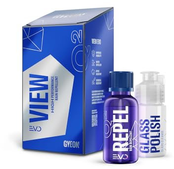 GYEON Q² View EVO - Rain Repellent Coating for Windscreens & Hydrophobic Booster - Increases Visibility, Repels Water and Dirt, Lasting Protection on Glass Surfaces - Car Cleaning Kit Products, 20 ml