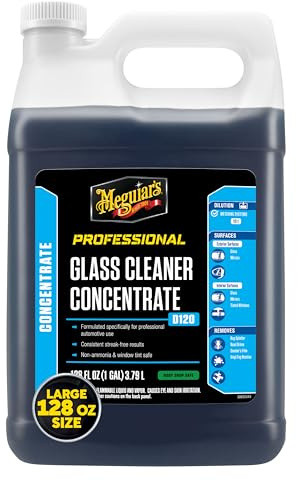 Meguiar’s Professional Glass Cleaner Concentrate, Car Glass Cleaner, Professional-Strength Formula For Streak-Free, Residue-Free, Use On Auto Glass, Windows And Mirrors - 1 Gallon Auto Glass Cleaner