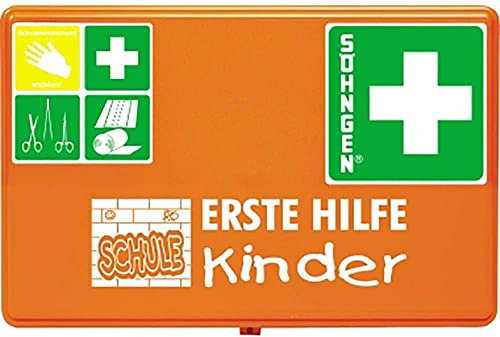 Söhngen Verbandskasten Schule (Verbandkoffer mit Füllung, für Kinder ab 6 Jahre, aluderm-aluplast Kinder-Verbandstoffe in kleinen Größen, Erste-Hilfe Koffer)