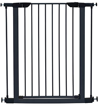 MidWest Homes for Pets 39-Inch High Walk-Thru Pressure Mounted Steel Dog Gate, Expands to 38 Inches Wide, Includes 3-inch Extensions, Textured Graphite