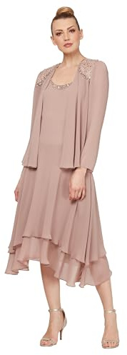 S.L. Fashions Dam embellished shoulder and neck jacka klänning för speciella tillfällen, Cashmere, 44