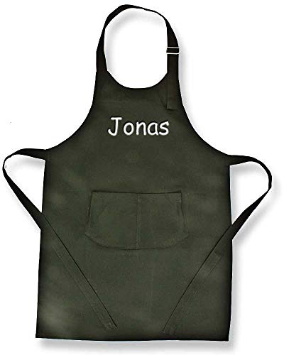 SL-Store GbR Kinder Schürze 60x44 cm bestickt mit Namen Kinderschürze Kochschürze Basteln Kochen Werken Schule Garten Malschürze rosa rot hellblau dunkelblau grün weiß schwarz, Farbe:schwarz